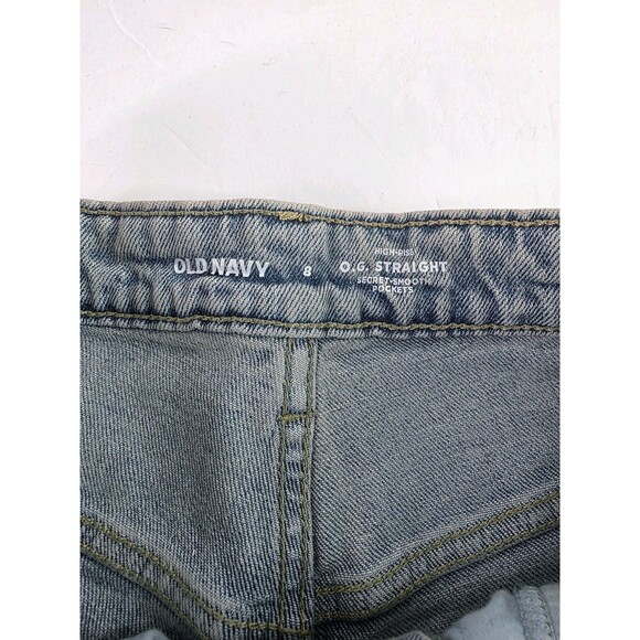 Old Navy O.G Straight Denim Shorts Blue Raw Hem Distressed Pockets Womens 8 NWT - Picture 5 of 5